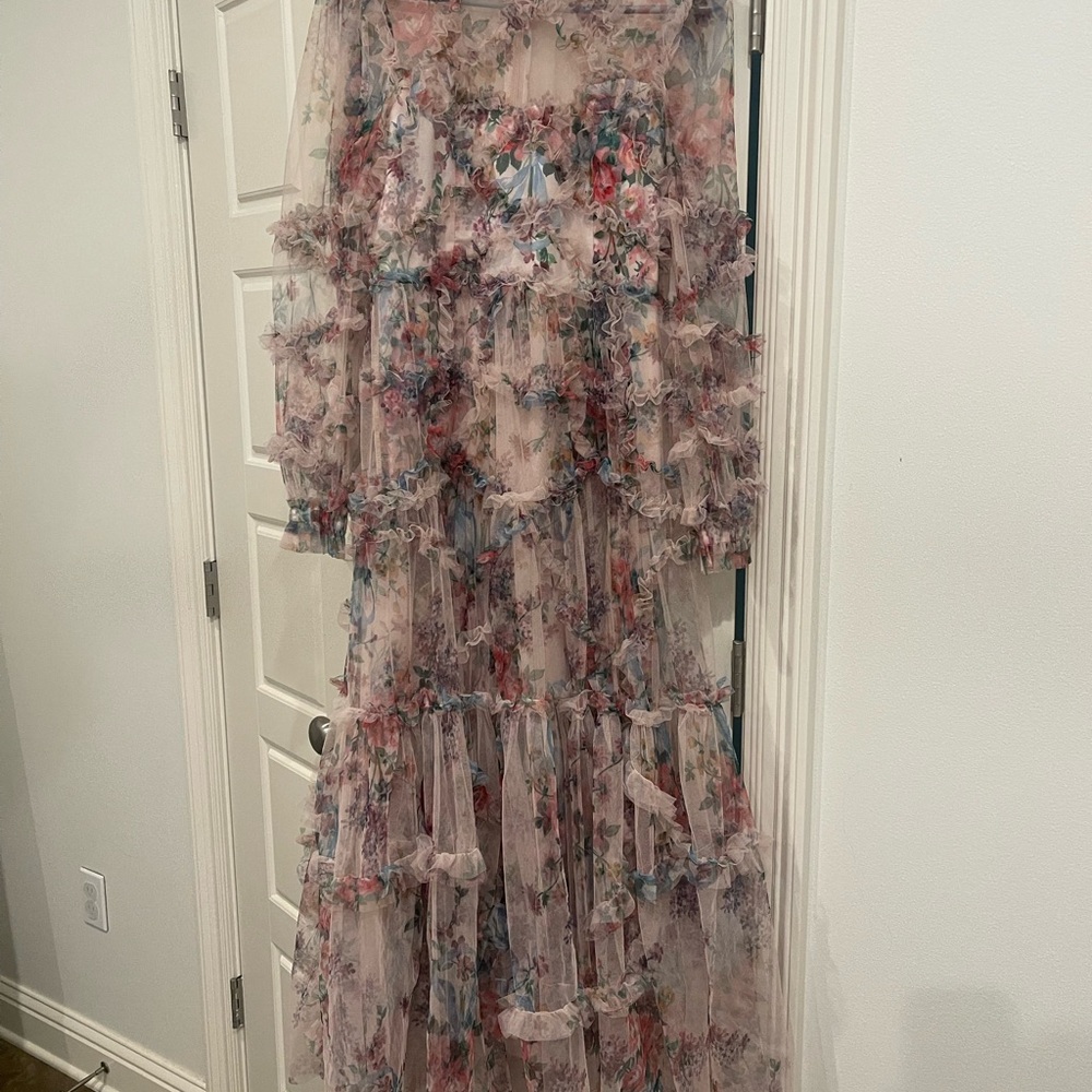 Floral Maxi Dress in Pink and Blue